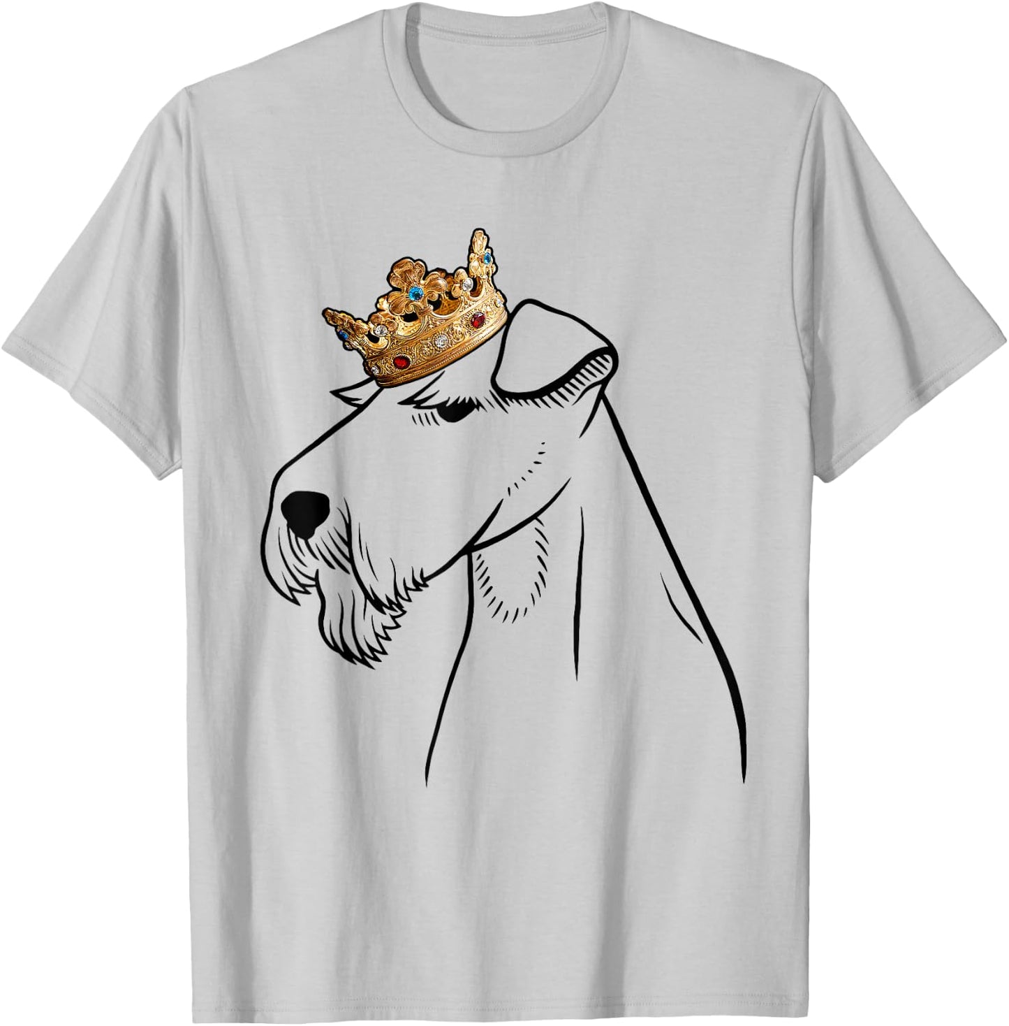 Welsh Terrier Dog Wearing Crown T-Shirt - T-Shirt | Ash