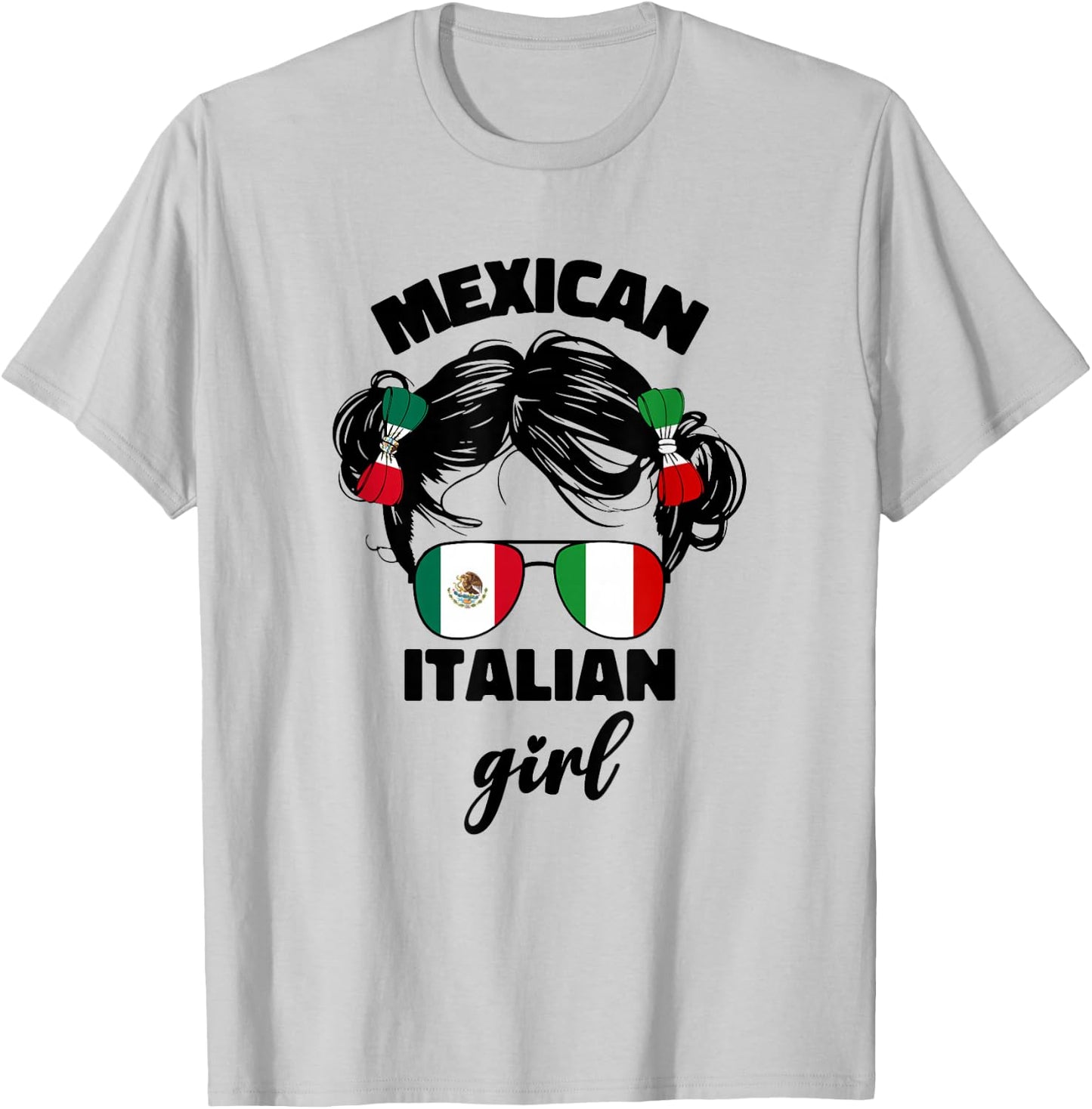 Girls Half Mexican And Italian Mexico Italy Flag Kids Girl T-Shirt - T-Shirt | Ash