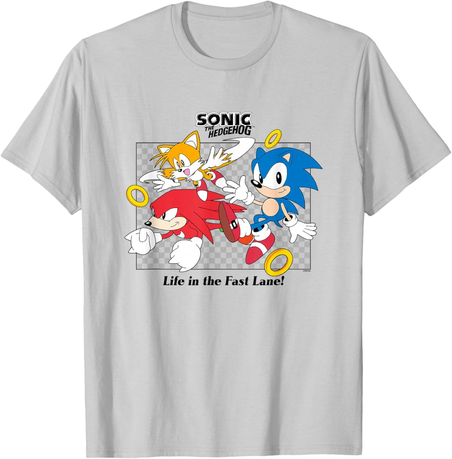 Sonic The Hedgehog Life In The Fast Lane Tails & Knuckles T-Shirt - T-Shirt | Ash