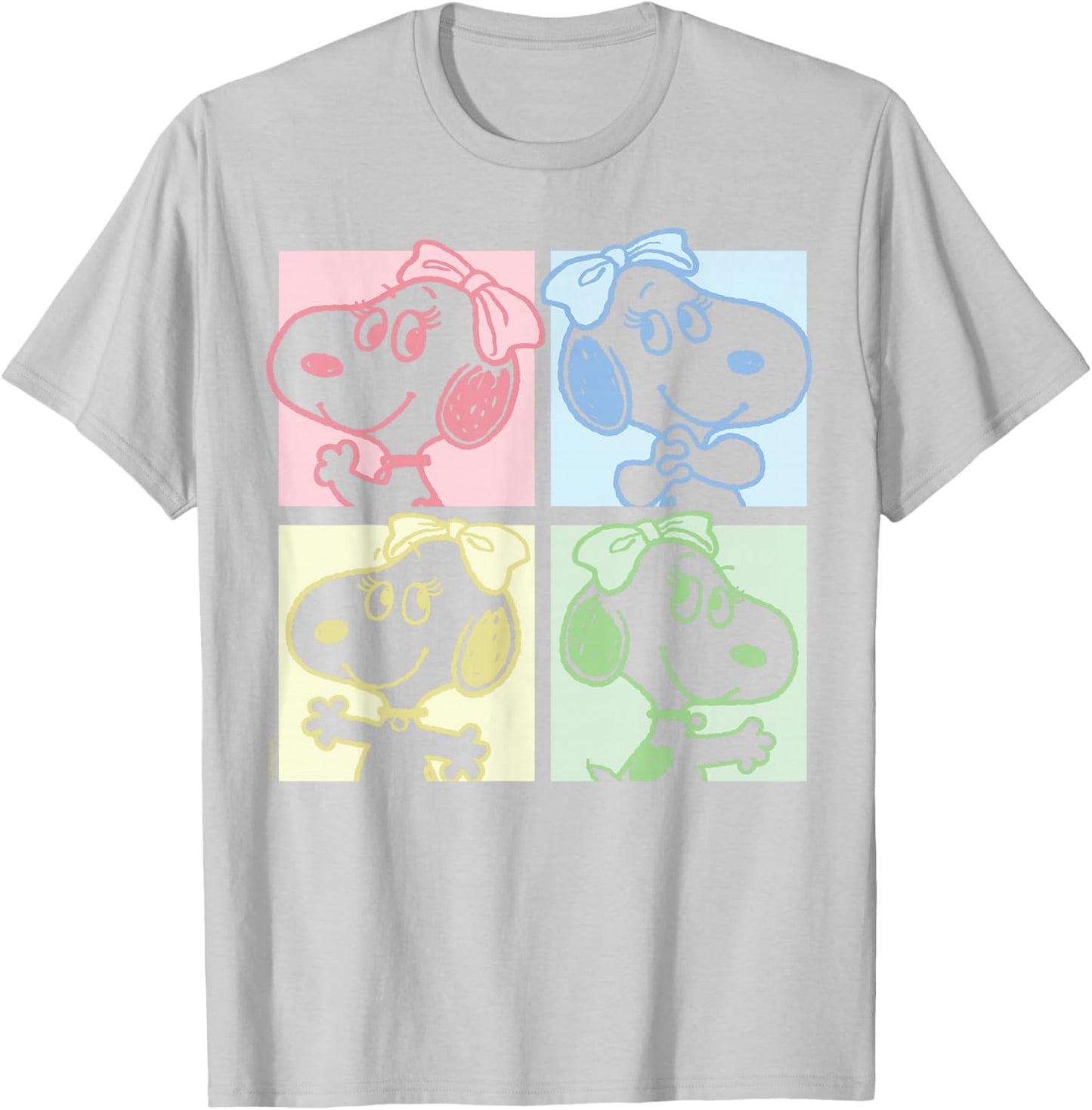 Peanuts - Belle Pastel Grid Snoopy's Sister T-Shirt - T-Shirt | Ash