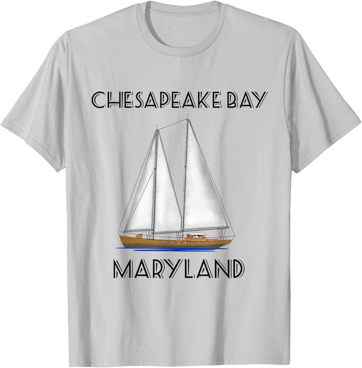 Sailboat Chesapeake Bay Maryland T-Shirt - T-Shirt | Ash