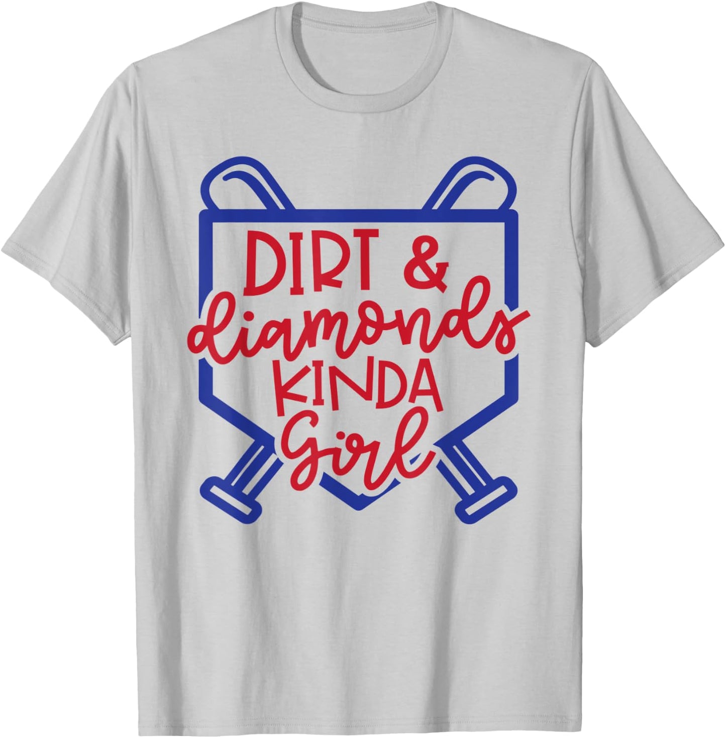 Dirt and Diamonds Kinda Girl Softball Baseball Cute Funny T-Shirt - T-Shirt | Ash