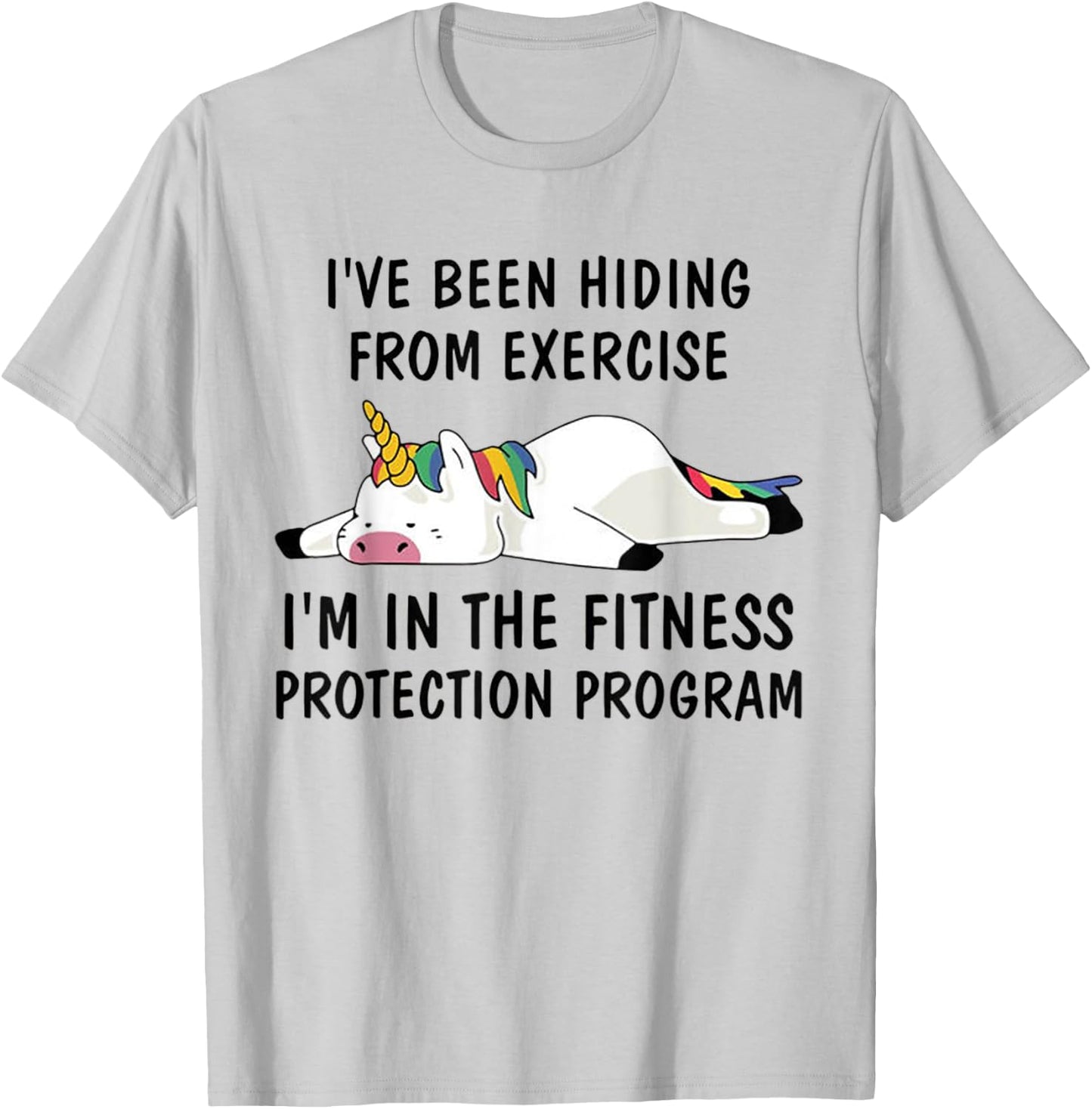 Funny Unicorn I've Been Hiding From Exercise T-Shirt - T-Shirt | Ash
