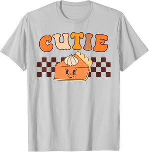 Retro Groovy Cutie Pie Thanksgiving Pumpkin Pie Costume T-Shirt - T-Shirt | Ash