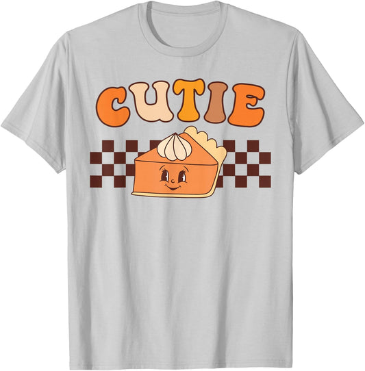 Retro Groovy Cutie Pie Thanksgiving Pumpkin Pie Costume T-Shirt - T-Shirt | Ash