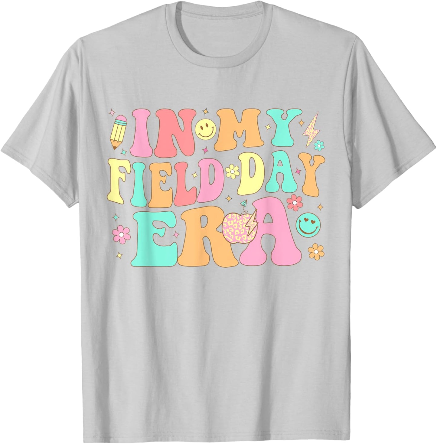 In My Field Day Era Retro School Teacher Funny Field Day T-Shirt - T-Shirt | Ash
