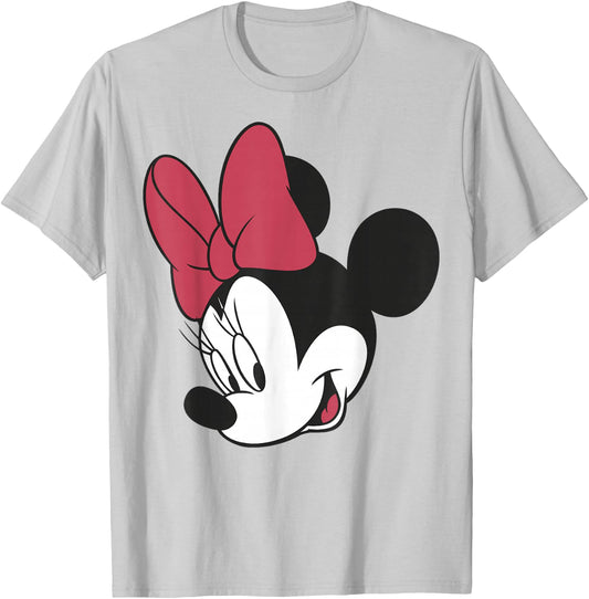 Disney Mickey And Friends Minnie Mouse Big Face T-Shirt - T-Shirt | Ash