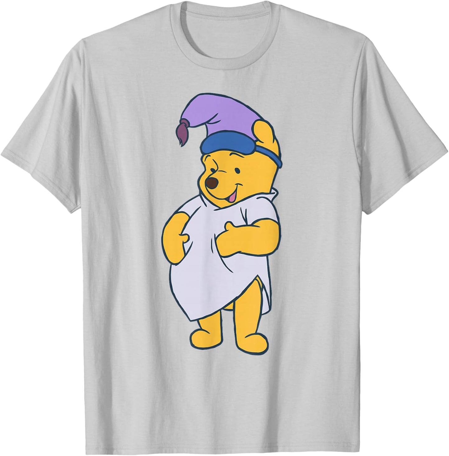 Disney Winnie The Pooh Cute Pooh Ready to Sleep Big Portrait T-Shirt - T-Shirt | Ash