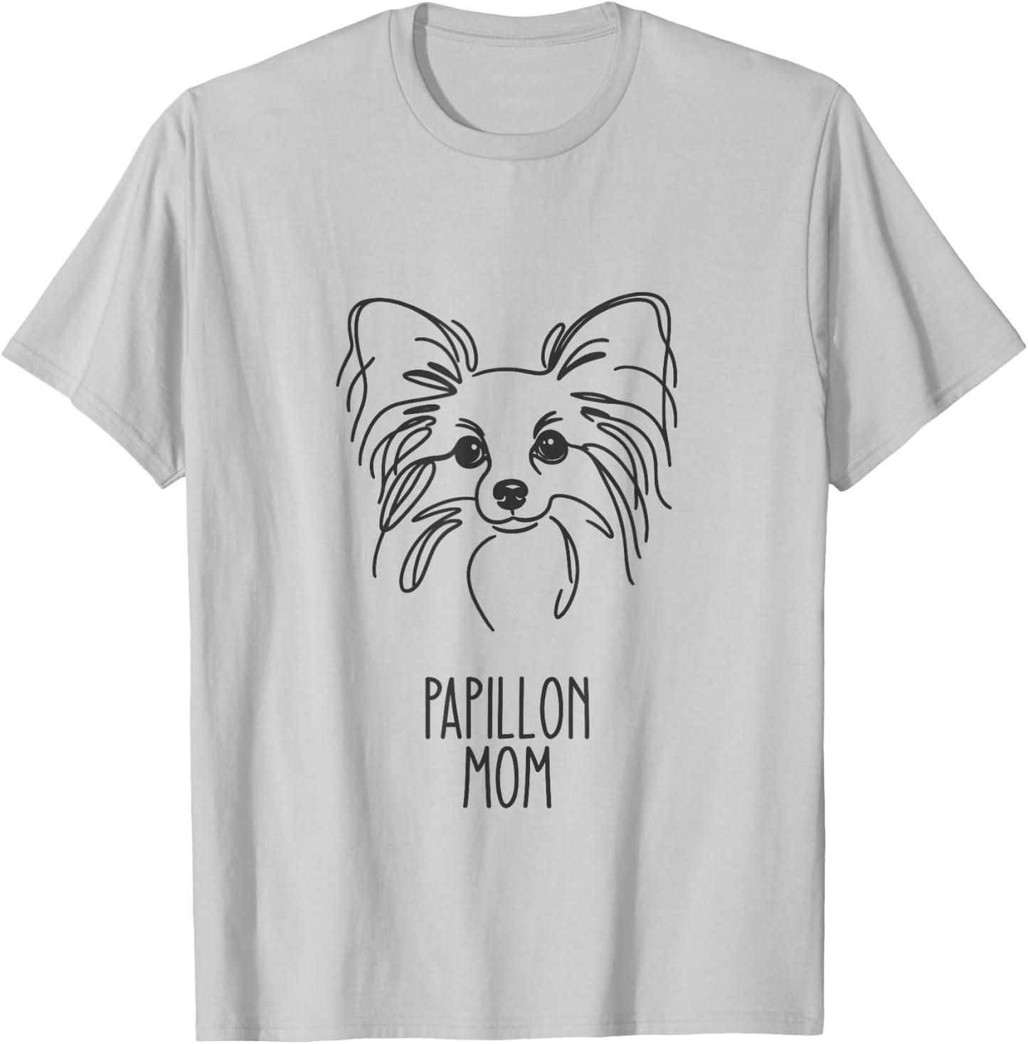 Line Art Best Dog Mom Women - Papillon T-Shirt - T-Shirt | Ash