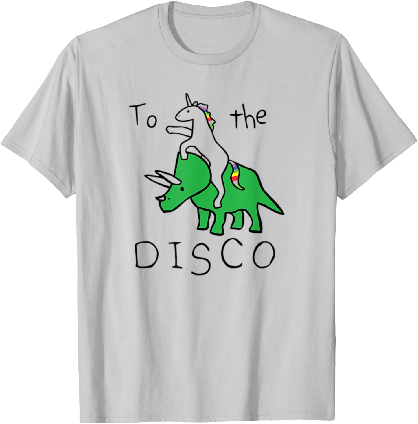 To The Disco Unicorn Riding Dinosaur T-Shirt - T-Shirt | Ash