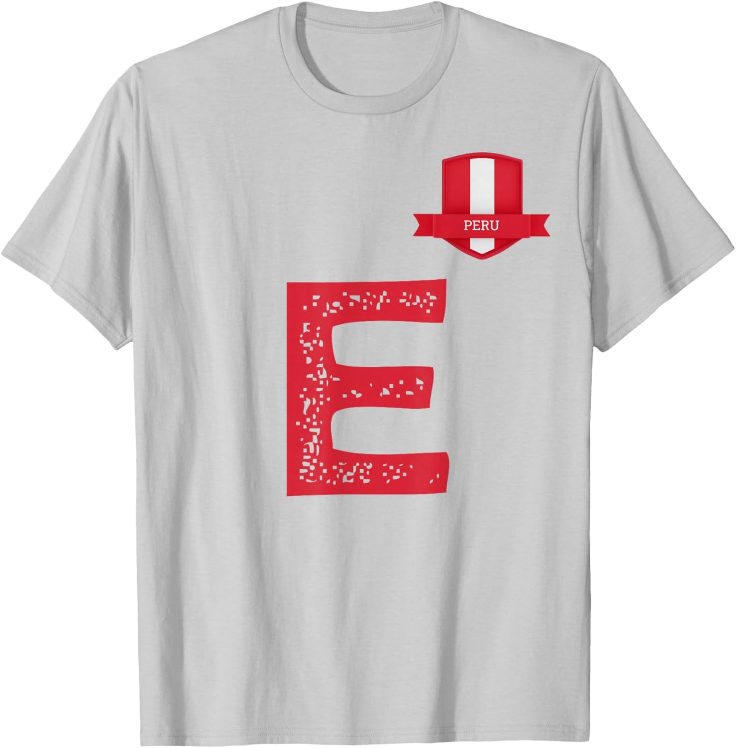 Peru Human Flag Letter E Peru T-Shirt - T-Shirt | Ash
