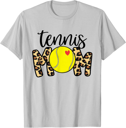 Tennis Mom Leopard Funny Tennis Mom Mother's Day 2021 T-Shirt - T-Shirt | Ash