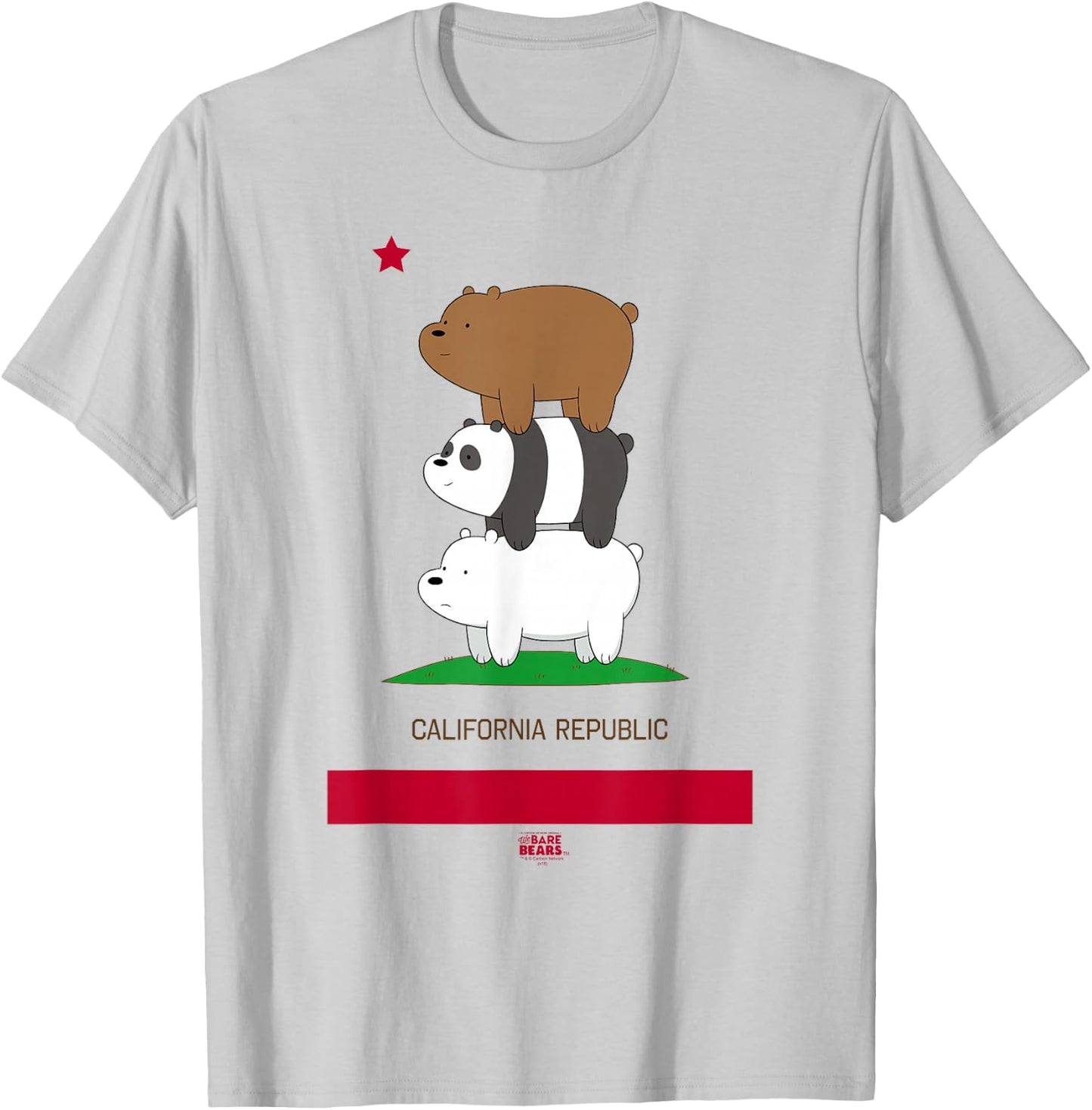We Bare Bears California Flag T-Shirt - T-Shirt | Ash