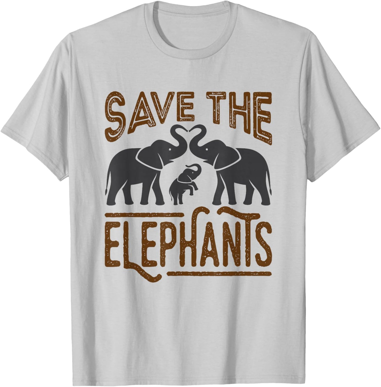 Save The Elephants Protect Wildlife Endangered Awareness T-Shirt - T-Shirt | Ash