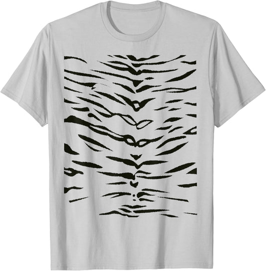 Tiger Print Stripes Animal Cute Easy Halloween Costume T-Shirt - T-Shirt | Ash