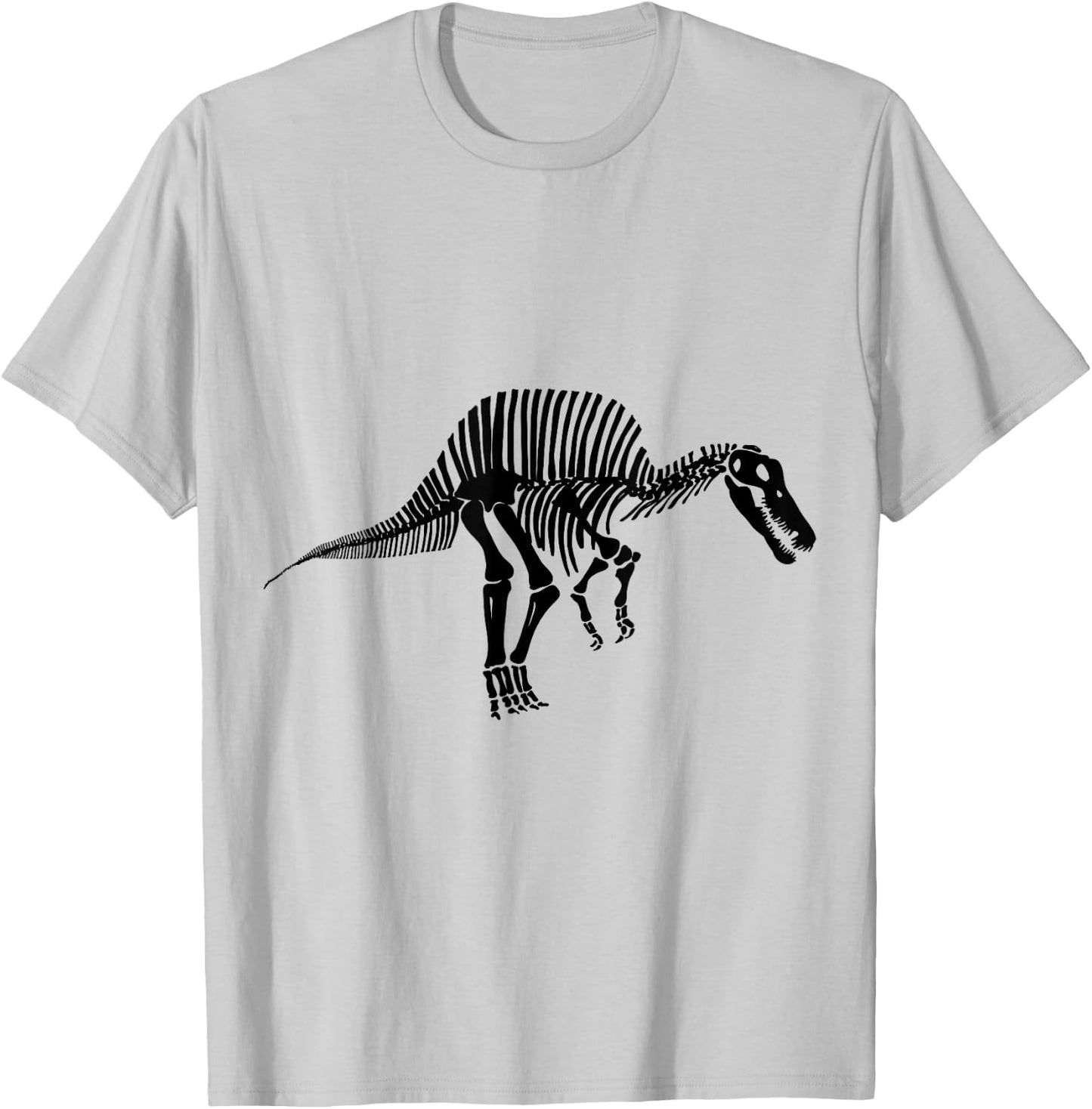 Spinosaurus Dinosaur Fossil Skeleton (Black Logo Design) T-Shirt - T-Shirt | Ash