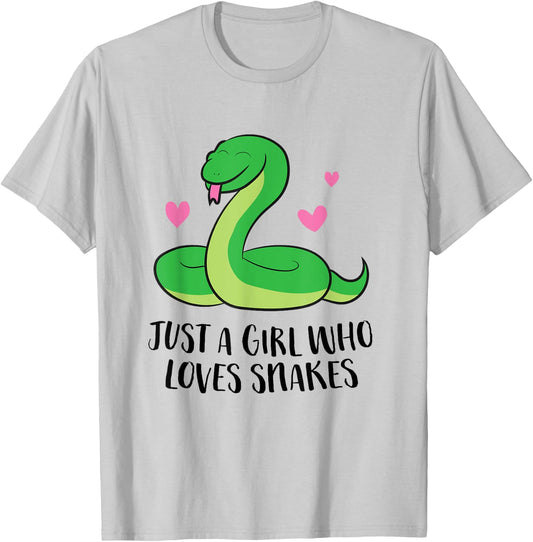 Funny Snake Pet Girl Just a Girl Who Loves Snakes T-Shirt - T-Shirt | Ash