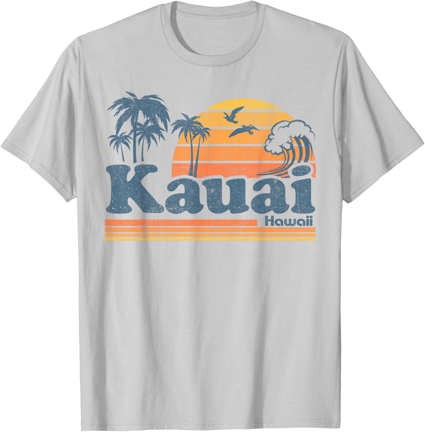 Kauai Hawaii Vintage Beach Summer Surfing 70s Retro Hawaiian T-Shirt - T-Shirt | Ash