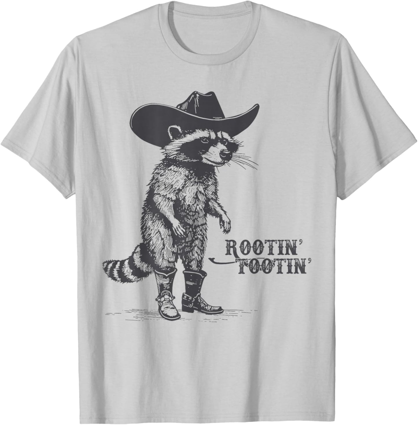 Rootin Tootin Vintage Raccoon Cowboy Cowgirl Trash Panda T-Shirt - T-Shirt | Ash