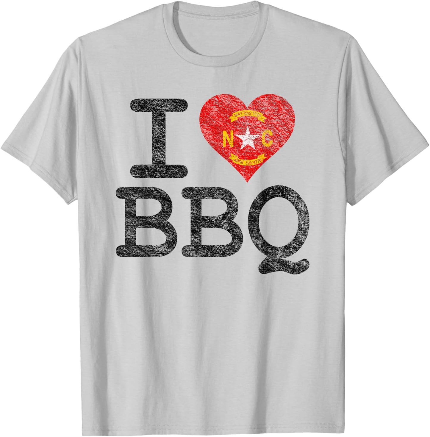 I Love North Carolina Bbq I Heart Nc Barbecue Sauce Smoker T-Shirt - T-Shirt | Ash
