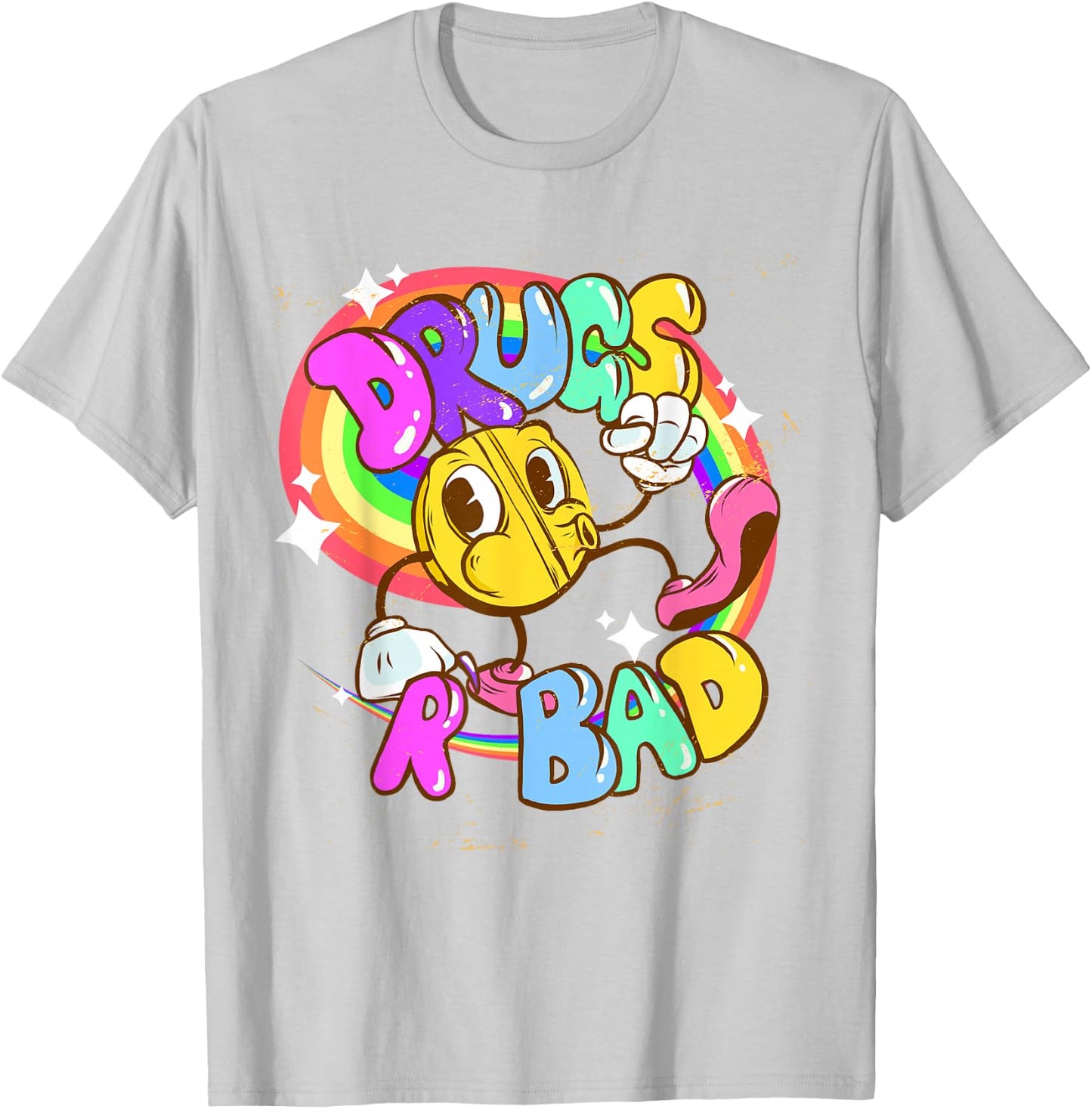 Funny Rave EDM Raver Drugs R Bad - -Adults, Yellow, X-Small, Short Sleeve T-Shirt - T-Shirt | Ash