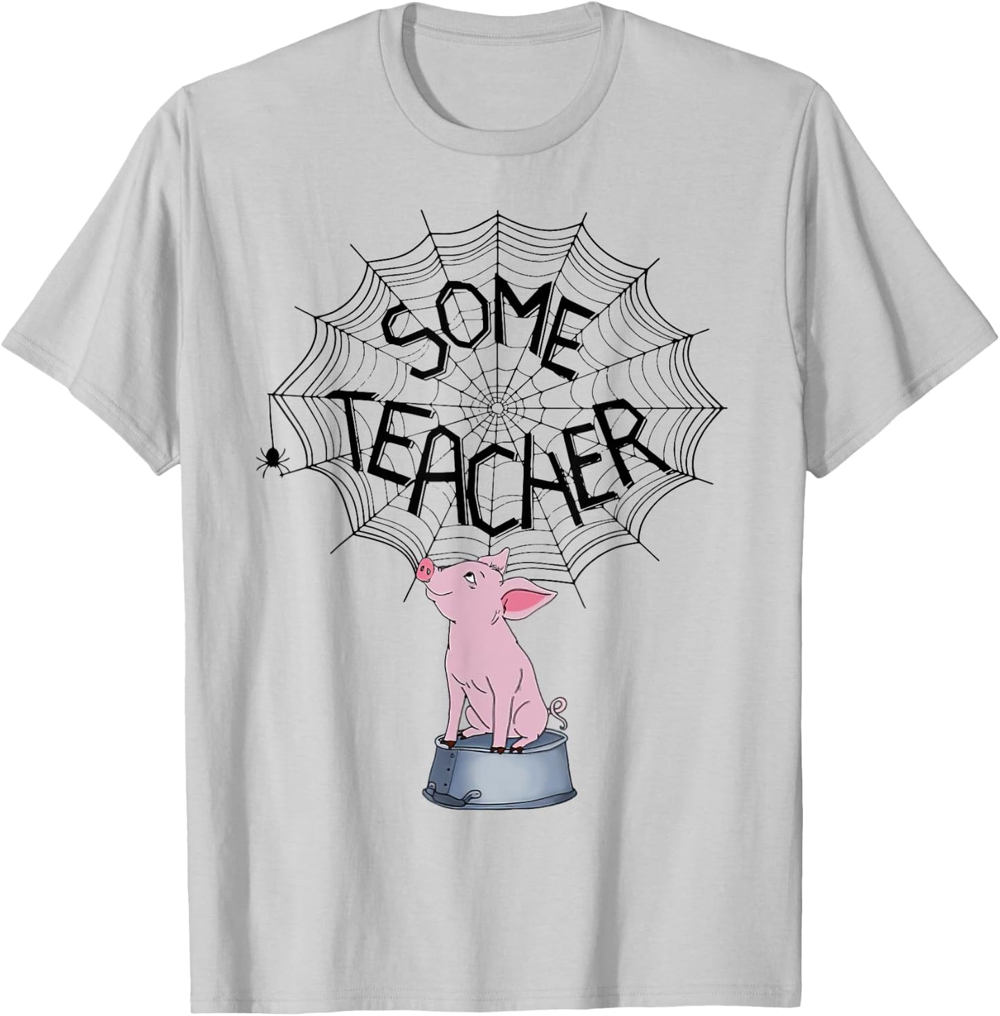 Some Teacher SpiderWeb Funny Pig Reading Books Lovers Women T-Shirt - T-Shirt | Ash
