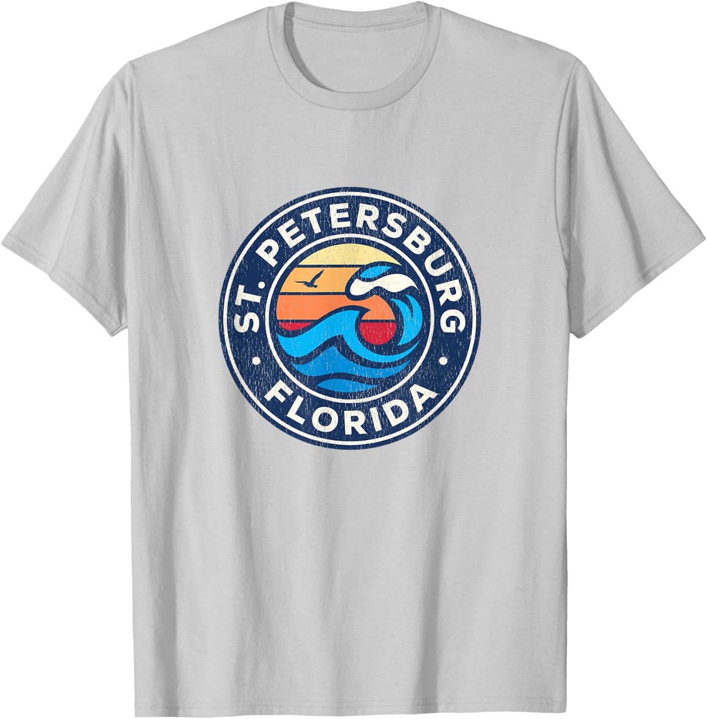 St. Petersburg Florida FL Vintage Nautical Waves Design T-Shirt - T-Shirt | Ash
