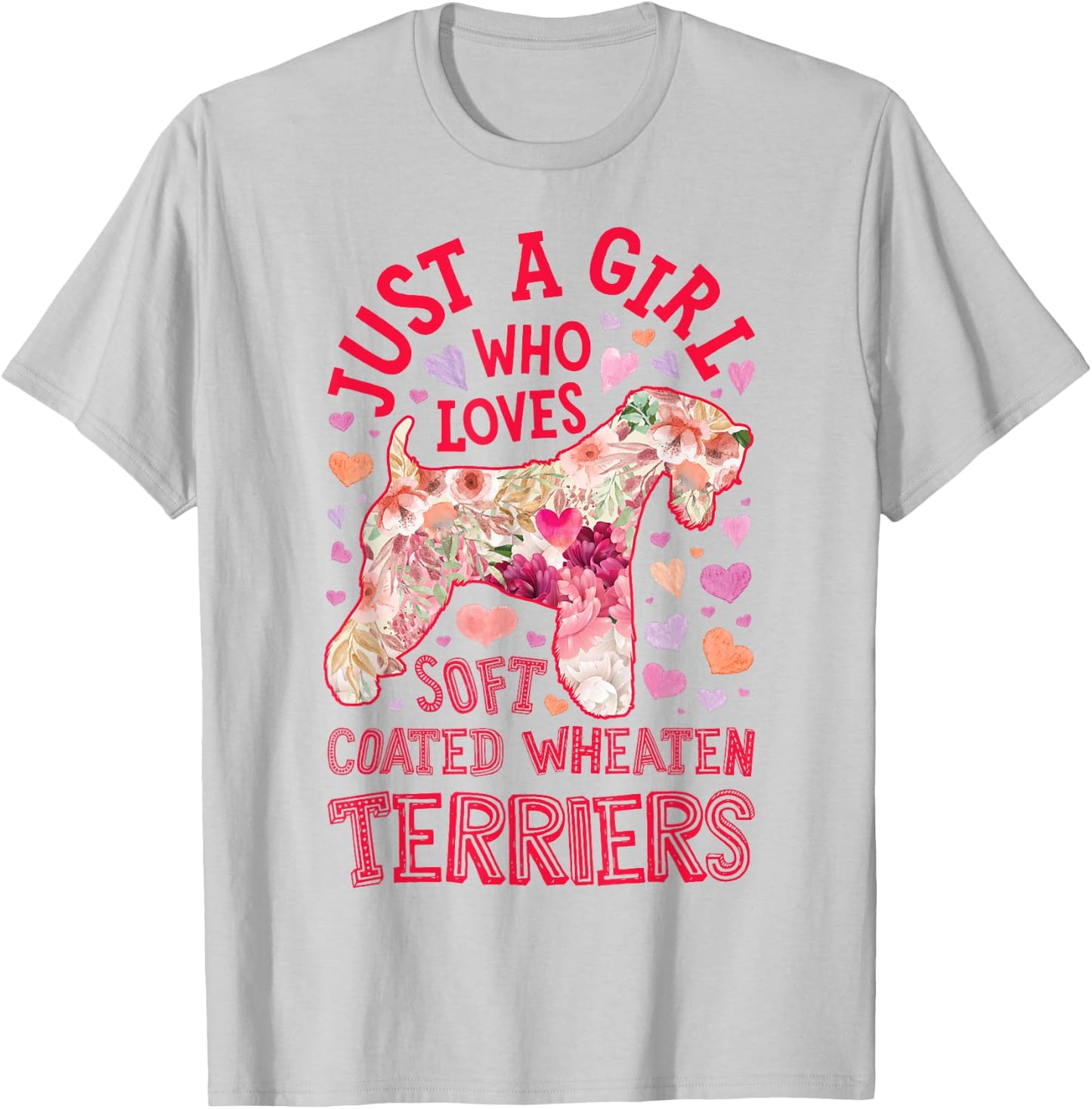Soft Coated Wheaten Terrier Just A Girl Who Loves Dog Flower T-Shirt - T-Shirt | Ash