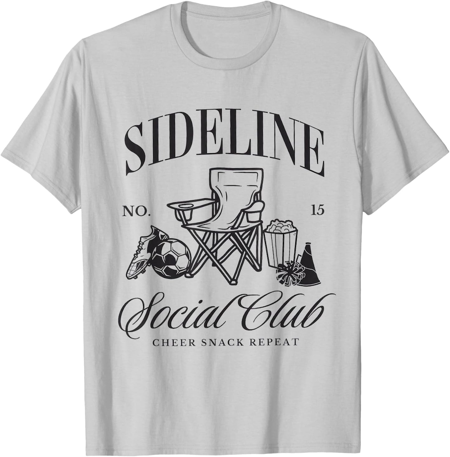 Women Sideline Social Club Soccer Mom Game Day Mothers Day T-Shirt - T-Shirt | Ash