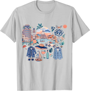 Aesthetic Italian European Summer Preppy Collage Men Women Kids T-Shirt - T-Shirt | Ash