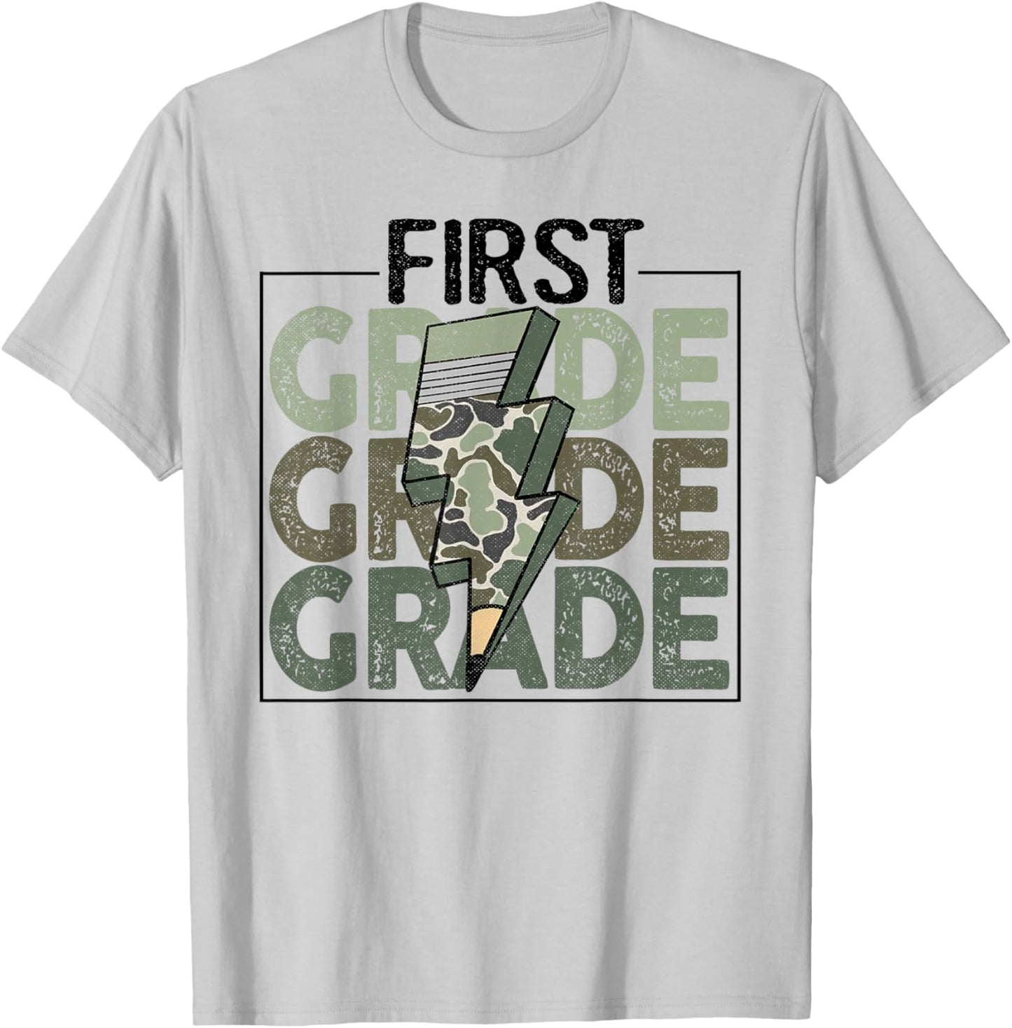 First Grade Boys Camouflage Camo Military 1st Day of School T-Shirt - T-Shirt | Ash