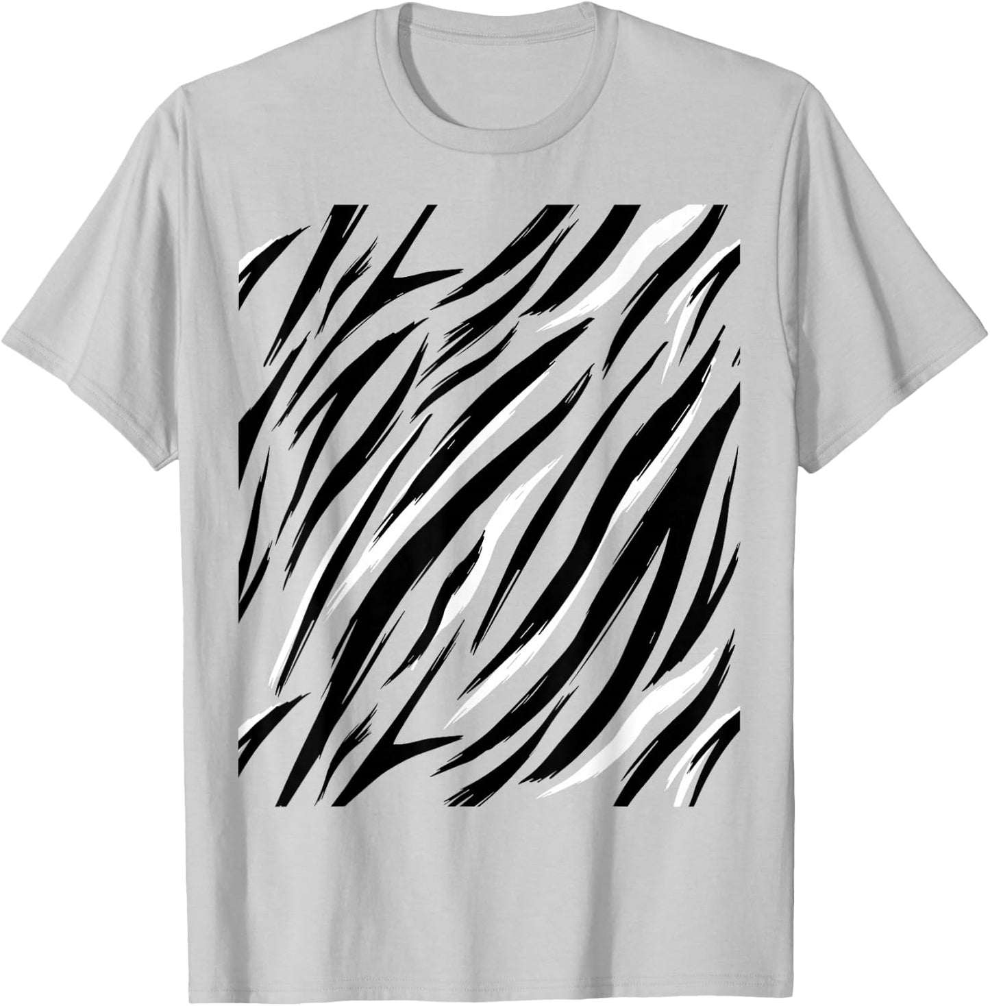 Tiger Print Stripes Animal Cute Easy Halloween Costume T-Shirt - T-Shirt | Ash