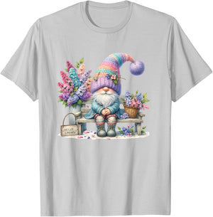 Cute Gnome For Girls Lilac Lavender Decor Hello Spring T-Shirt - T-Shirt | Ash