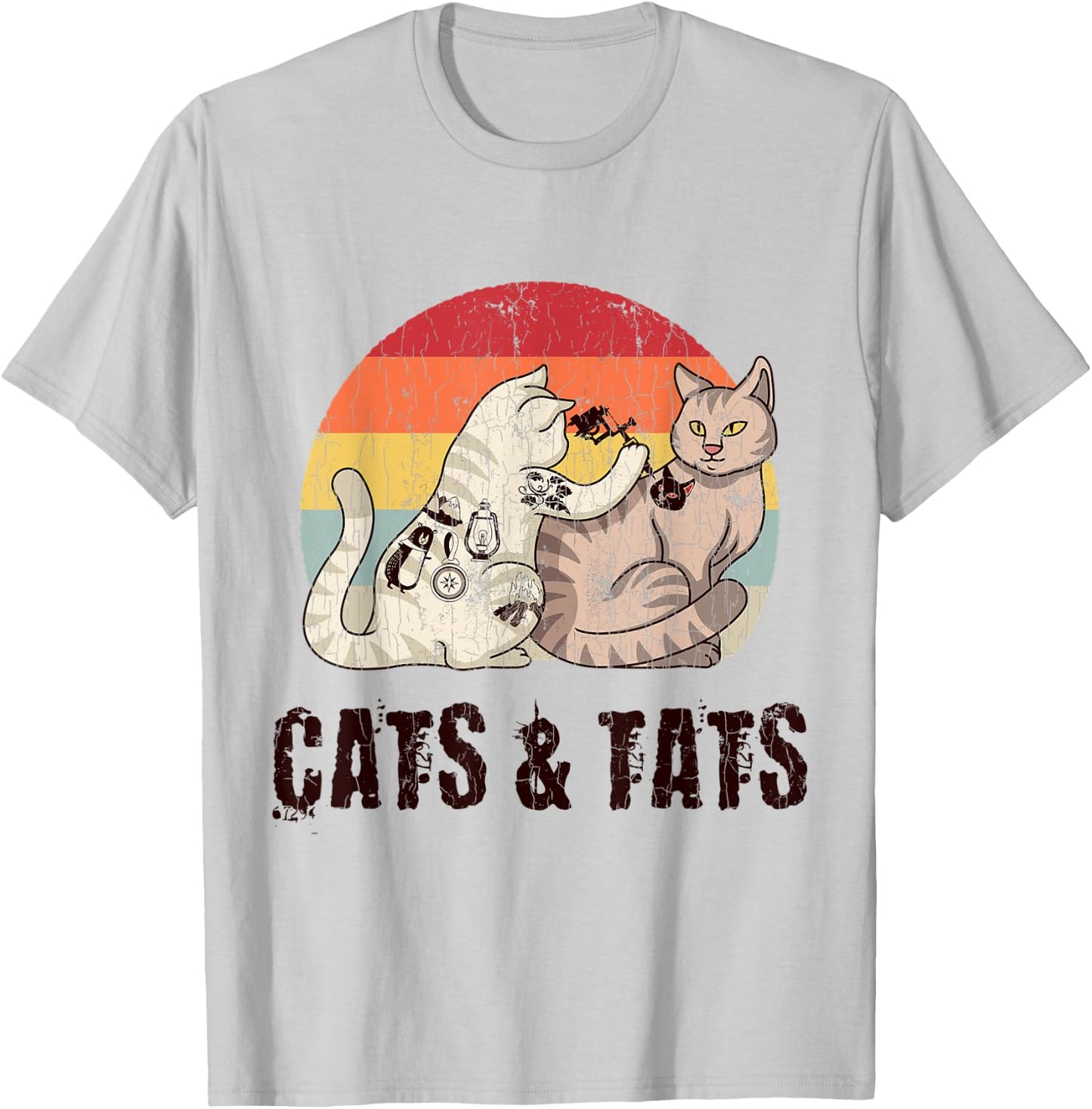 Cats And Tats Tattoo Cute Funny Gift T-Shirt - T-Shirt | Ash