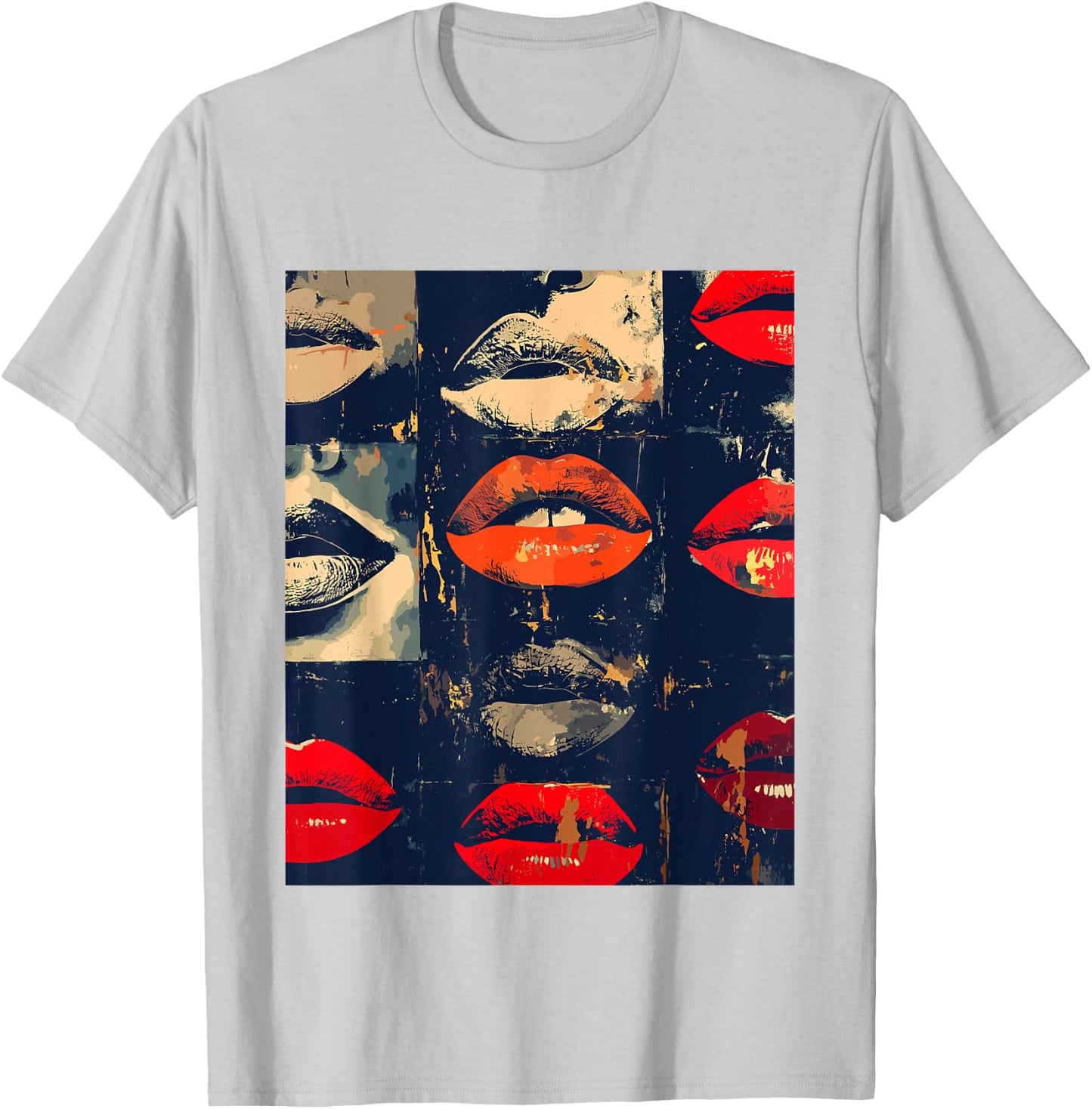 Beautiful Kissing Lips with Red Lipstick Men, Women, Girls T-Shirt - T-Shirt | Ash
