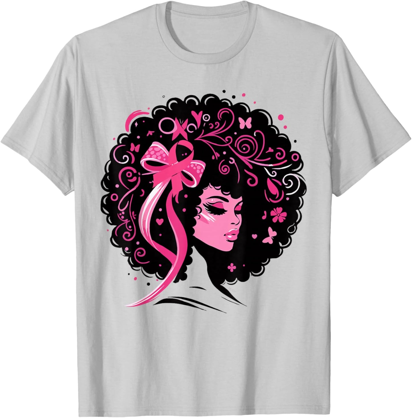 Breast Cancer Black African American Women Support Pink T-Shirt - T-Shirt | Ash