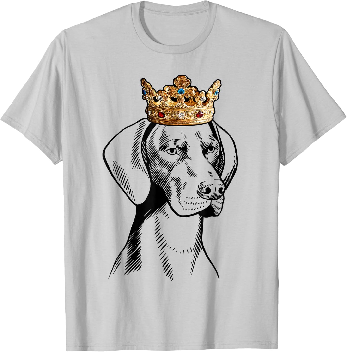 German Shorthaired Pointer Dog Wearing Crown T-Shirt - T-Shirt | Ash
