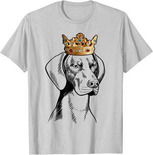 German Shorthaired Pointer Dog Wearing Crown T-Shirt - T-Shirt | Ash