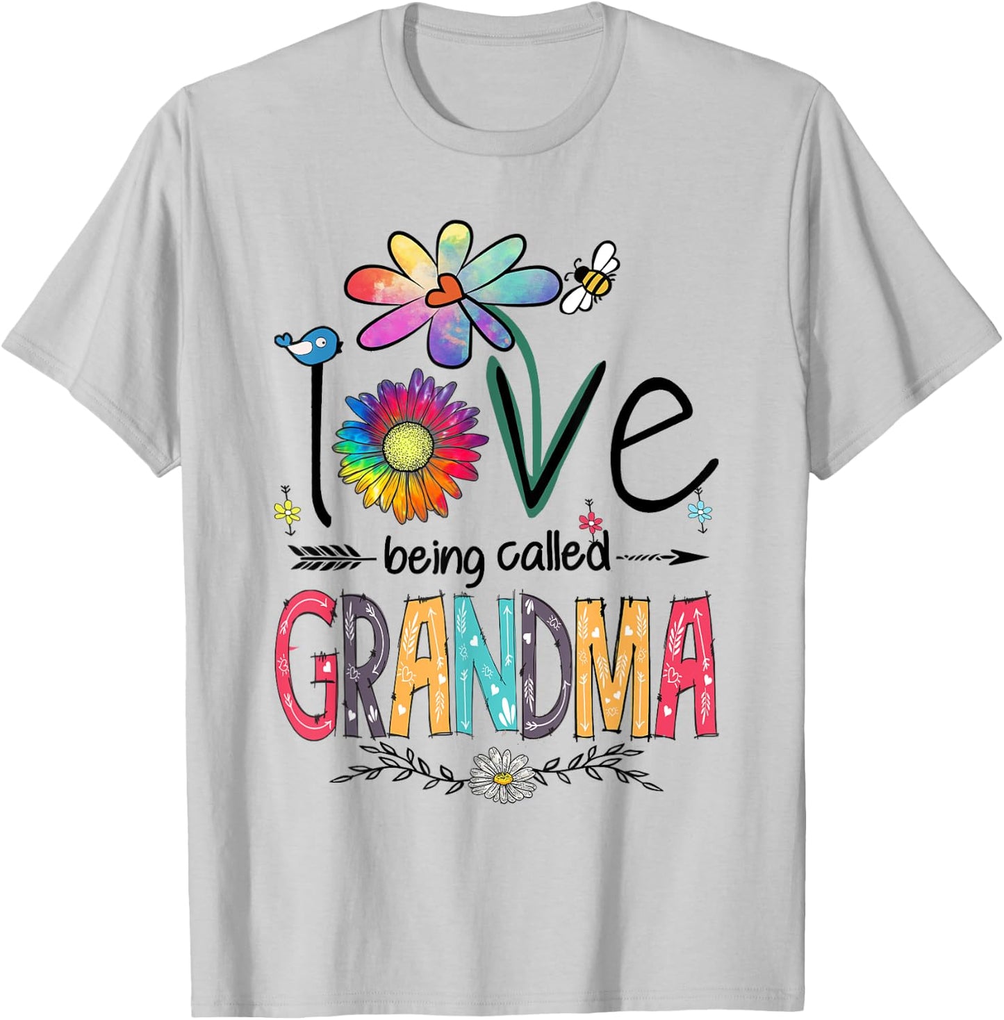 I Love Being Called Grandma Daisy Flower Cute Mother's Day T-Shirt - T-Shirt | Ash