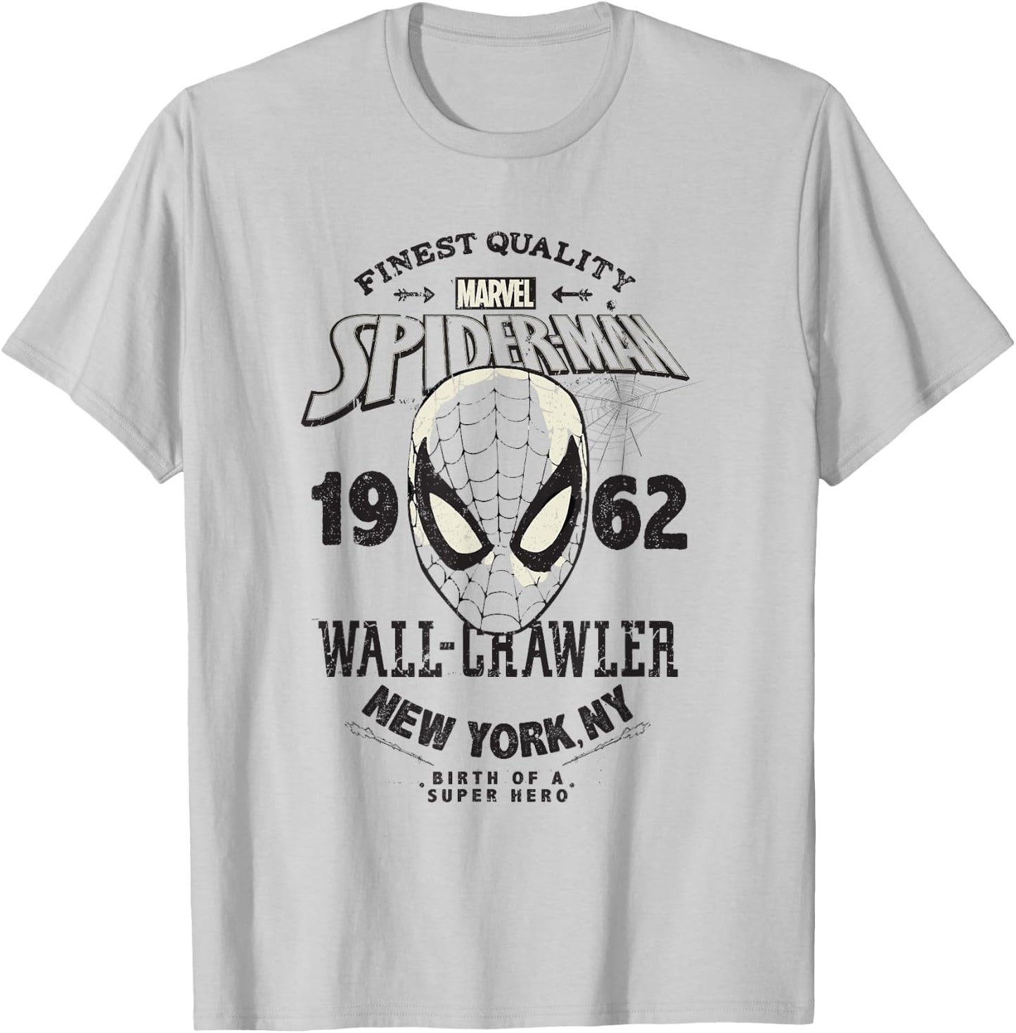 Marvel Spider-Man 1962 Birth Of A Super Hero Big Retro Logo T-Shirt - T-Shirt | Ash