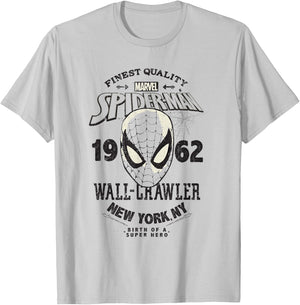 Marvel Spider-Man 1962 Birth Of A Super Hero Big Retro Logo T-Shirt - T-Shirt | Ash
