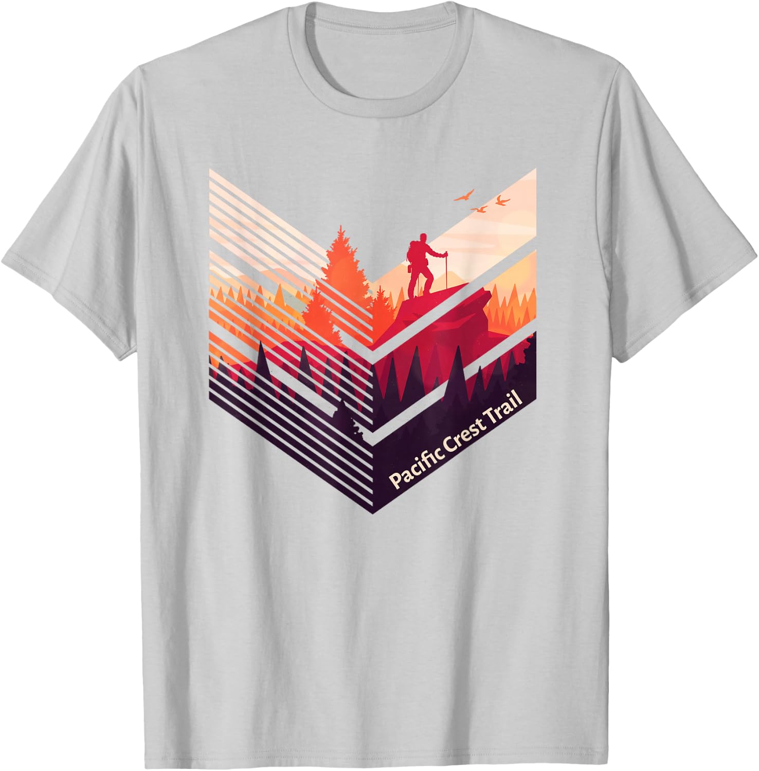 Pacific Crest Trail Backpacking Military Style Graphic T-Shirt - T-Shirt | Ash