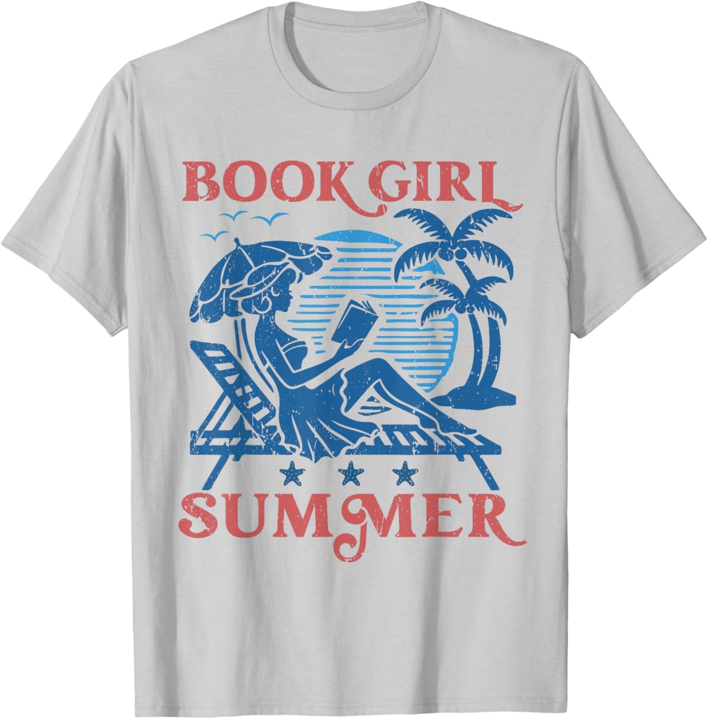 Women Vintage Book Girl Summer Bookish Vacation Funny Reader T-Shirt - T-Shirt | Ash