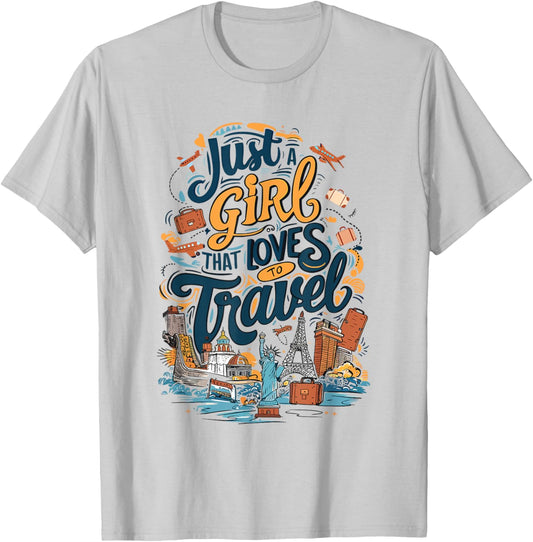 Just a girl that loves to Travel T-Shirt - T-Shirt | Ash