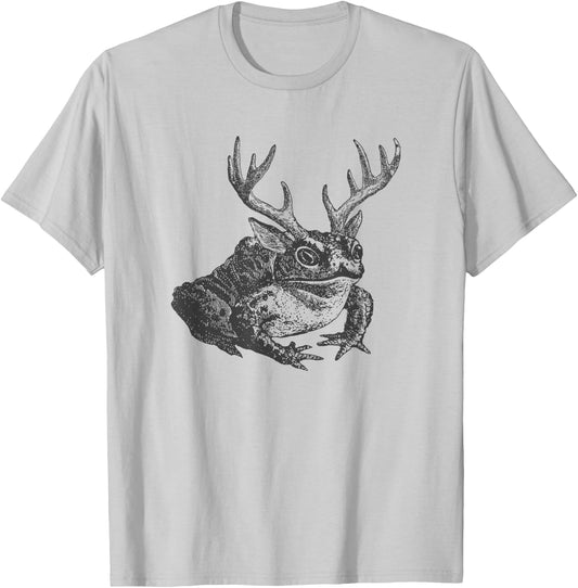 Cottagecore Frog Antlers - Vintage Frogcore Aesthetics T-Shirt - T-Shirt | Ash