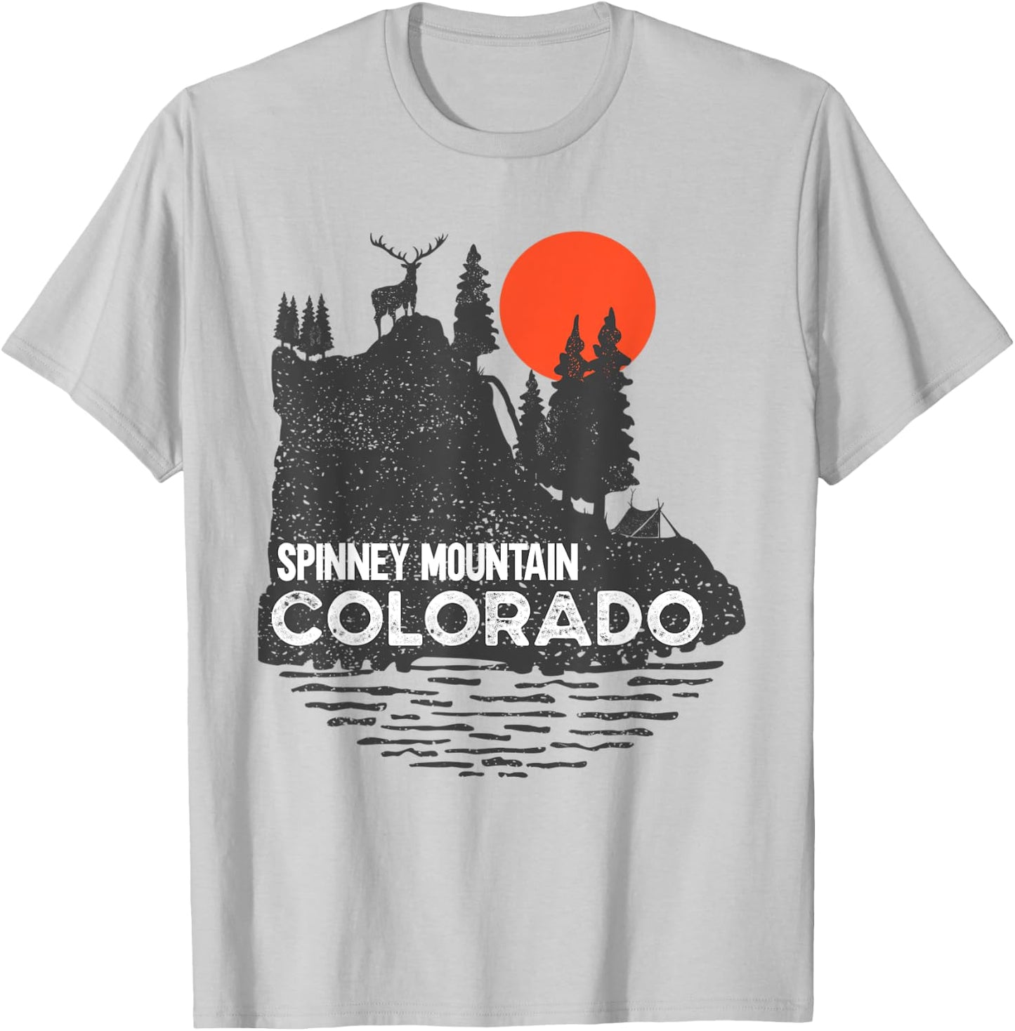 Spinney Mountain Colorado hiking camping nature deer design T-Shirt - T-Shirt | Ash