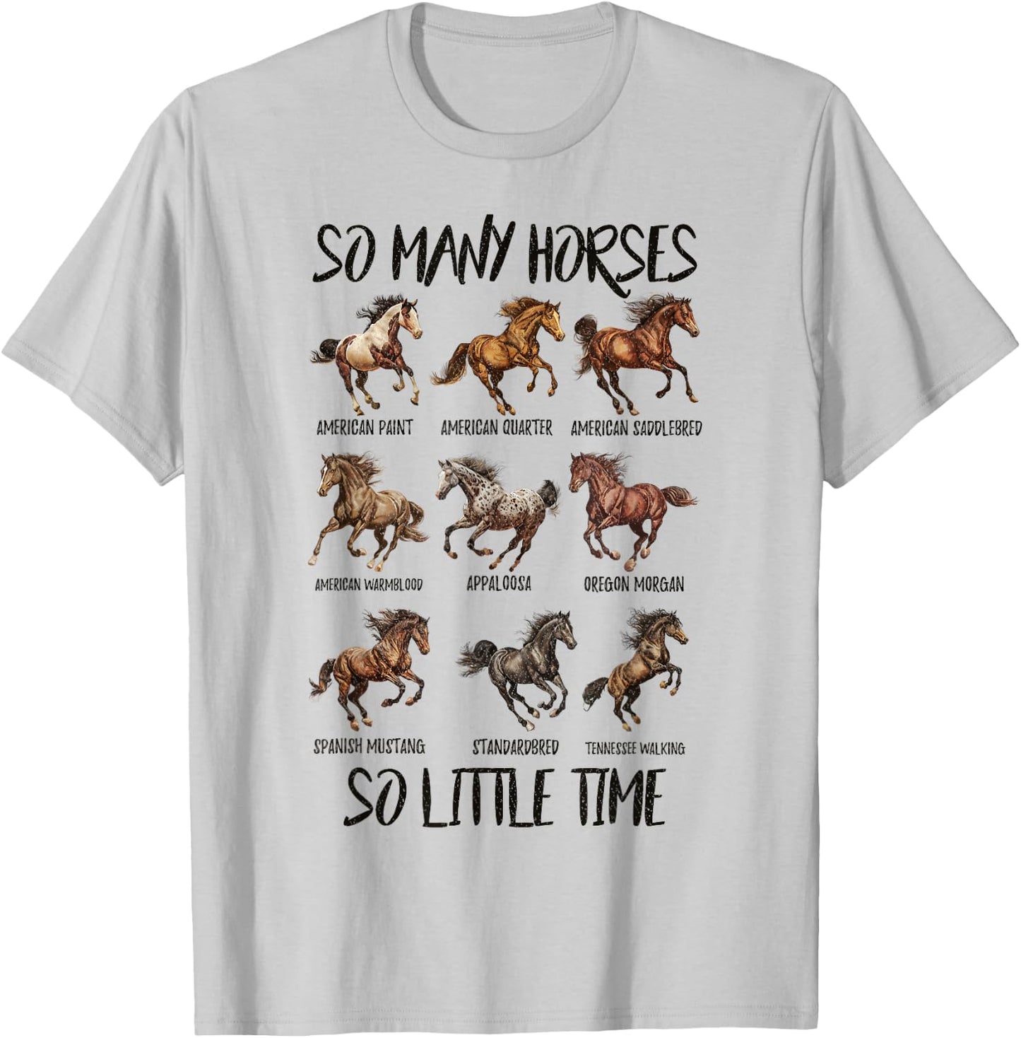 Vintage Retro So Many Horse So Little Time, Horseback Riding T-Shirt - T-Shirt | Ash