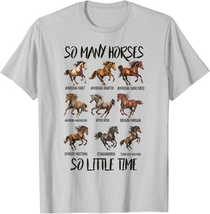 Vintage Retro So Many Horse So Little Time, Horseback Riding T-Shirt - T-Shirt | Ash