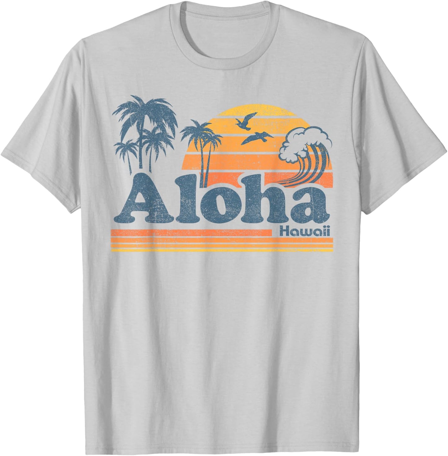 Aloha Hawaii Vintage Beach Summer Surfing 70s Retro Hawaiian T-Shirt - T-Shirt | Ash