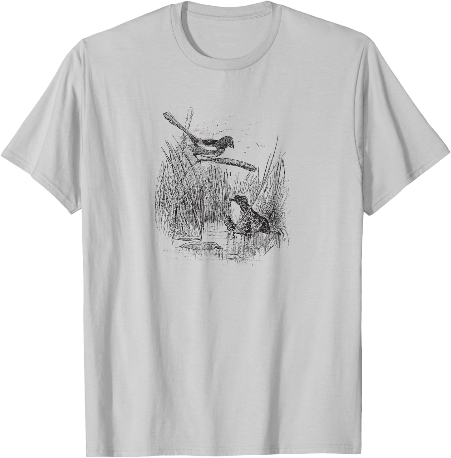 Vintage Frog and the Bird T-Shirt - T-Shirt | Ash